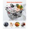 Rear Bike Basket, Metal Wire Bicycle Basket with Reflective Tail Light & Waterproof Cover, Durable Bike Back Basket, Fits to Most Rear Bike Racks
