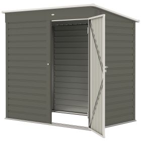 6' x 4' Outdoor Garden Shed, Metal Storage Shed with Lockable Door and Gloves for Backyard Garden Patio, Light Gray