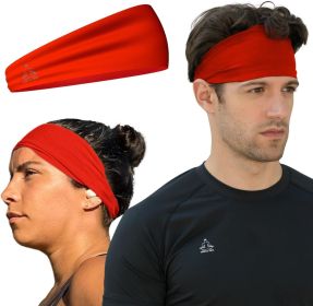 Sweat Band Workout Headbands for Women and Men - Sweatbands for Men - Moisture Wicking Sports Sweat Bands Headbands for Women, Running,Cycling,Yo (Color: Red)