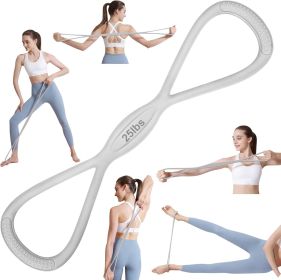 Figure 8 Resistance Band: Resistance Bands with Handles for Working Out - 8 Shaped Resistance Bands for Women - Exercise Bands for Arms - Fullbod (Color: 25lbs Grey)