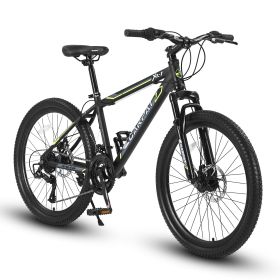 A26207 26 Inch Steel Frame Shock Fork Plus Shock Absorber 21-speed Unisex Mountain Bike (Color: BLUE-BLACK)