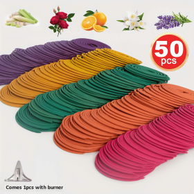 50pcs Spiral Incense, Lemongrass, Rose, Jasmine, Lavender Orange Aromatherapy Coils, Burning Time 3-4 Hours Suitable for Air Purification, Yoga (style: 50PCS ORANGE)